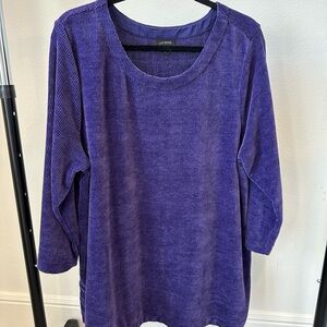 J. Jill Purple Waffle Textured 3/4 Sleeve Top